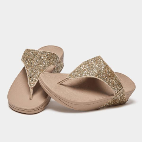 FitFlop TM Lulu Glitter Toe-Thongs X03-A94 in de kleur goud