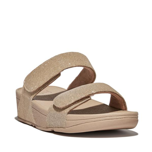 FitFlop TM Lulu Adjustable Shimmerlux Slides FZ9/A94 in de kleur goud