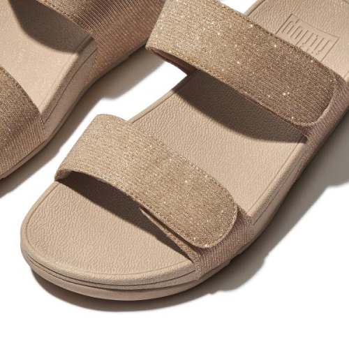 FitFlop TM Lulu Adjustable Shimmerlux Slides FZ9/A94 in de kleur goud