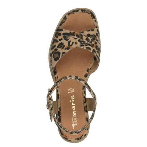 Tamaris Sandaal met Sleehak 1-28367-42 360 in de kleur panter