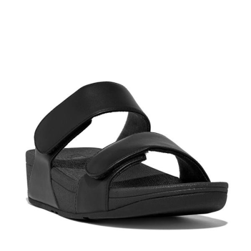 FitFlop TM Lulu Adjustable Leather Slides FV6/090 in de kleur zwart