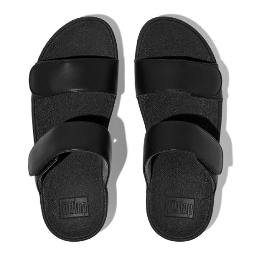 FitFlop TM Lulu Adjustable Leather Slides FV6/090 in de kleur zwart