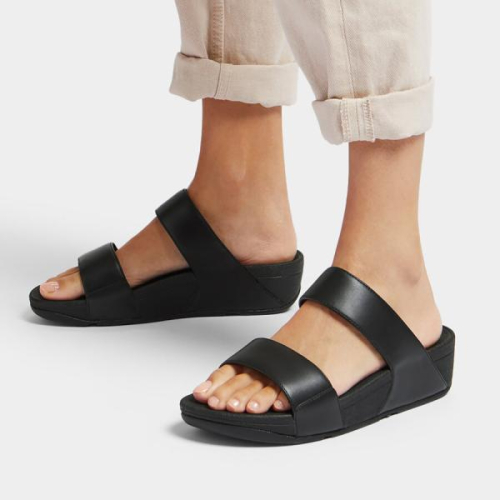 FitFlop TM Lulu Adjustable Leather Slides FV6/090 in de kleur zwart