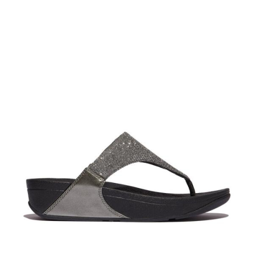 FitFlop TM Lulu Shimmerlux Toe-post Pewter FZ7/054 in de kleur grijs