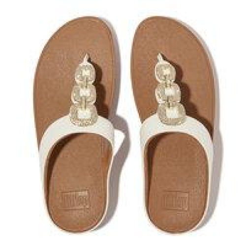 FitFlop TM Fino Crystal Chain Toe Post HX2/194 in de kleur wit