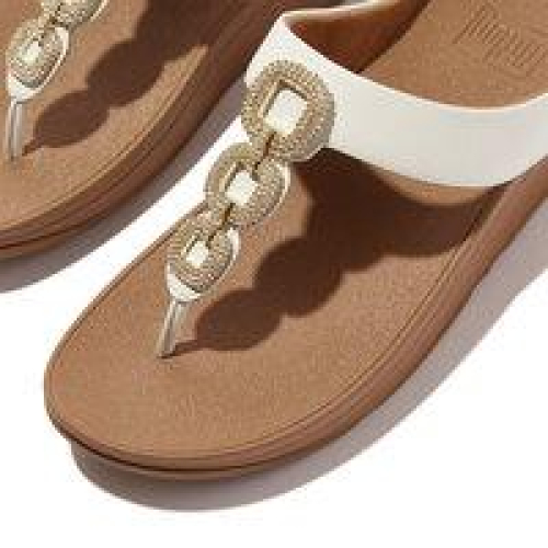 FitFlop TM Fino Crystal Chain Toe Post HX2/194 in de kleur wit