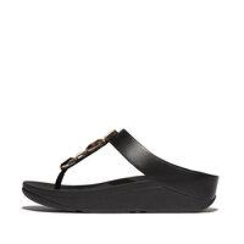 FitFlop TM Fino Multi Stone Leather Toe Post IU9/090 in de kleur zwart
