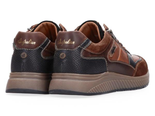 Australian Sneaker MAURIZIO Combi Bruin/Zwart 15.1680.03 DM2 in de kleur cognac