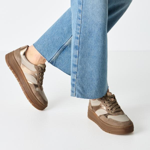 Tamaris Sneaker Combi Beige 1-23717-45 301 in de kleur taupe