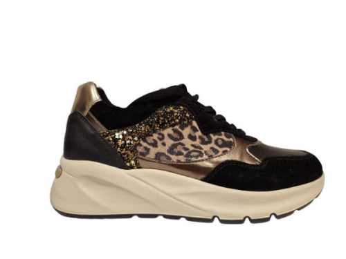 NeroGiardini Sneaker Combi Panter 411531D 442 in de kleur cognac