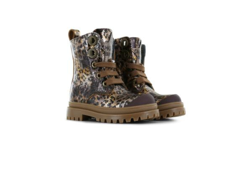 Shoesme Veterboot Combi Leopard NT25W007-A in de kleur brons