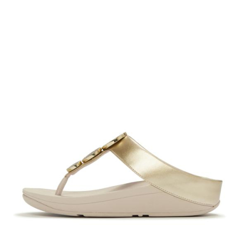 FitFlop TM Halo Bead-Cirle Metallic Toe Post HJ1 675 in de kleur platinum