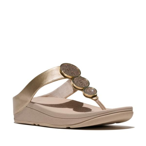 FitFlop TM Halo Bead-Cirle Metallic Toe Post HJ1 675 in de kleur platinum