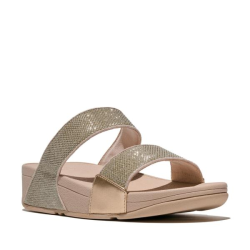 FitFlop TM Lulu Shimmerglitz Slides A4Y 675 in de kleur platinum
