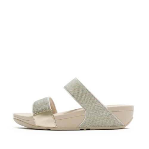 FitFlop TM Lulu Shimmerglitz Slides A4Y 675 in de kleur platinum