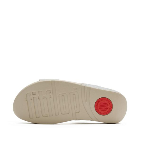FitFlop TM Lulu Shimmerglitz Slides A4Y 675 in de kleur platinum