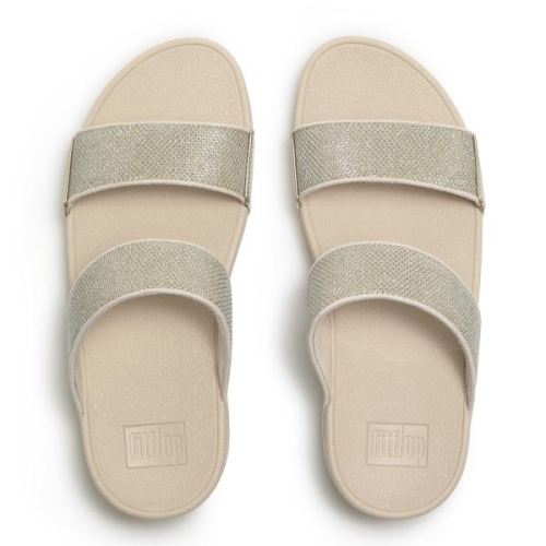 FitFlop TM Lulu Shimmerglitz Slides A4Y 675 in de kleur platinum