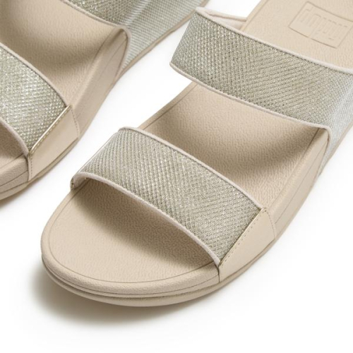 FitFlop TM Lulu Shimmerglitz Slides A4Y 675 in de kleur platinum