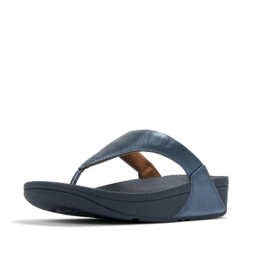 FitFlop TM Lulu Leather ToePost Metallic I88 D57 in de kleur blauw