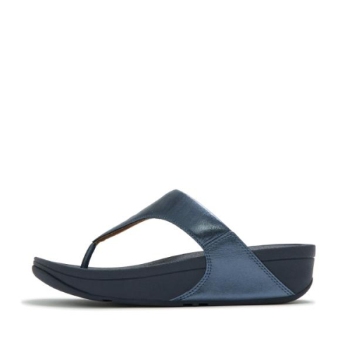 FitFlop TM Lulu Leather ToePost Metallic I88 D57 in de kleur blauw