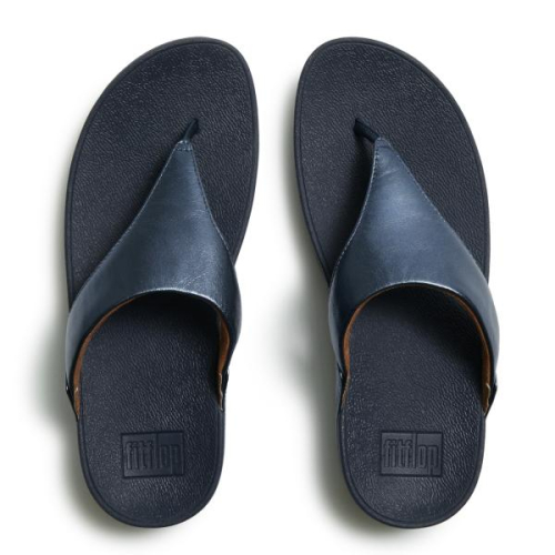 FitFlop TM Lulu Leather ToePost Metallic I88 D57 in de kleur blauw