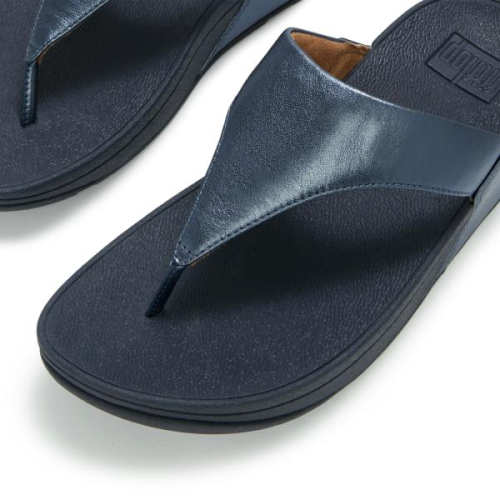 FitFlop TM Lulu Leather ToePost Metallic I88 D57 in de kleur blauw