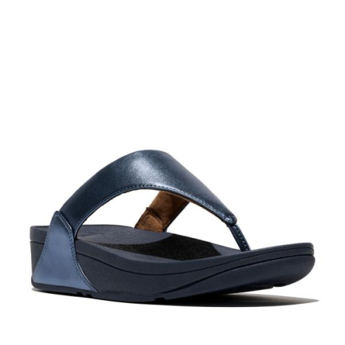 FitFlop TM Lulu Leather ToePost Metallic I88 D57 in de kleur blauw