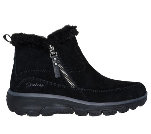 Skechers Enkellaars 168185 BLK Easy going cool zip in de kleur zwart